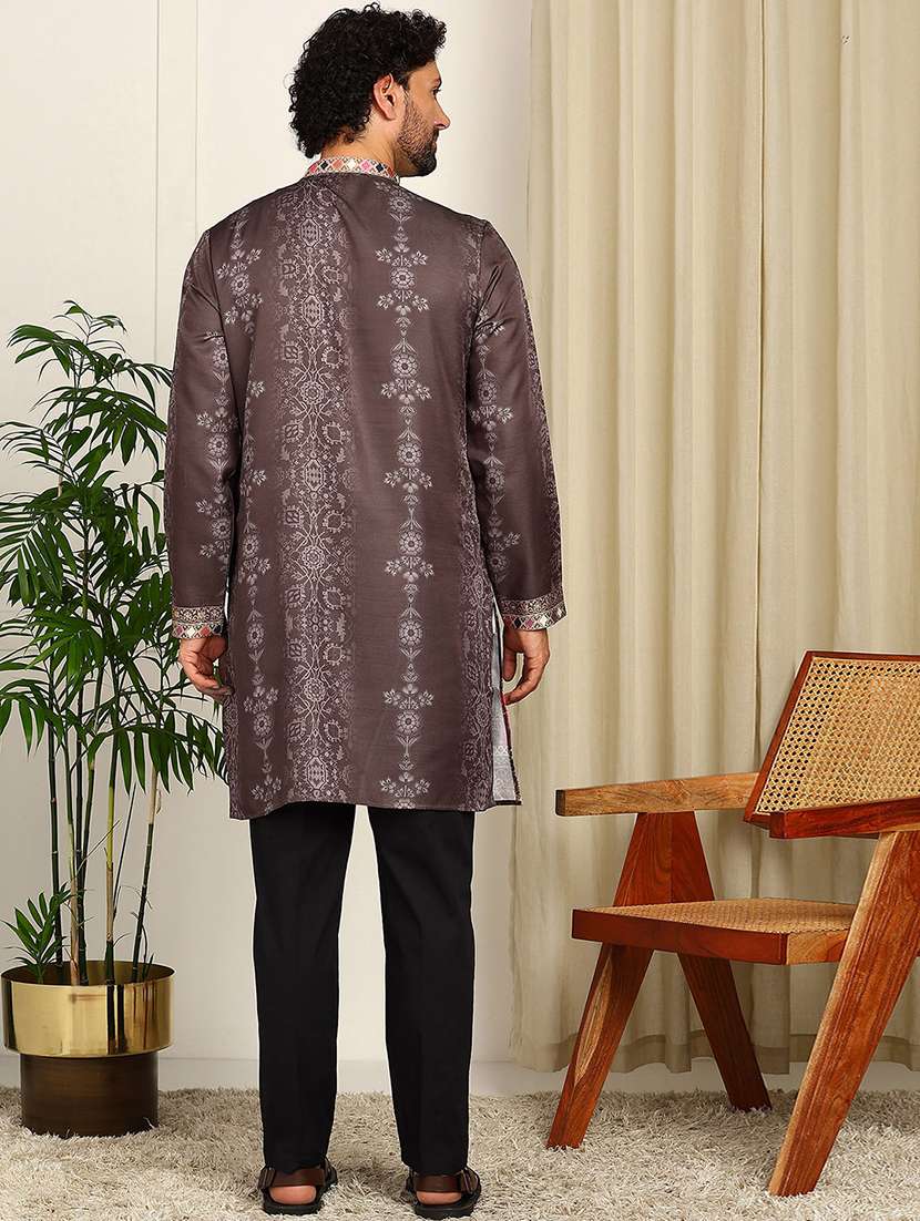 men printed mandarin neck kurta pyjama set - 22481550 -  Standard Image - 3