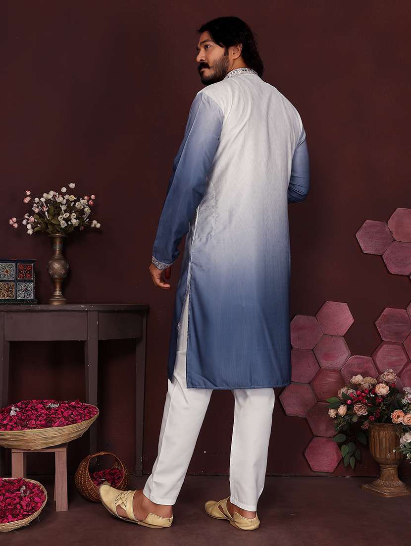 Men Ombre Mandarin Neck Long Kurta - 22481572 -  Standard Image - 3