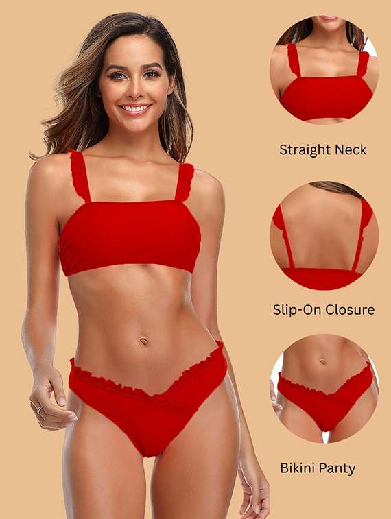  nylon halter neck bikini set with lace - 22481684 -  Standard Image - 3