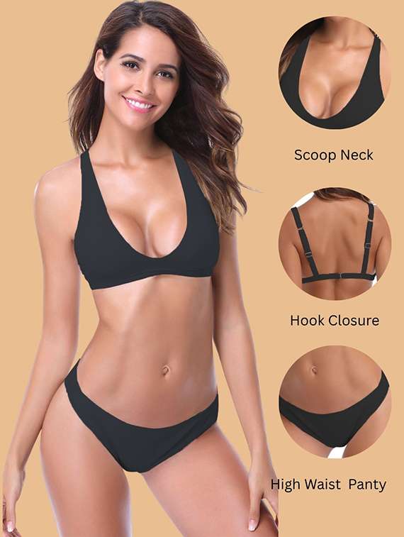  nylon halter neck bikini set with lace - 22481688 -  Standard Image - 3