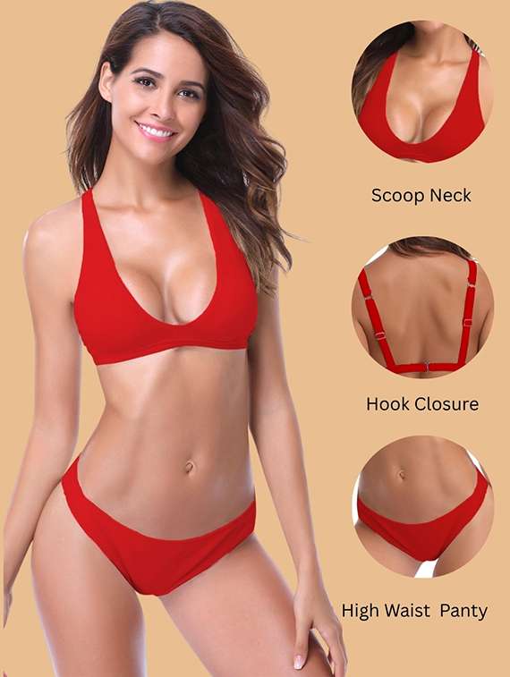  nylon halter neck bikini set with lace - 22481691 -  Standard Image - 3