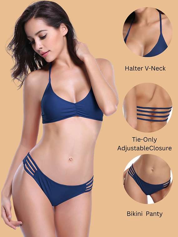 women navy blue nylon bikini - 22481694 -  Standard Image - 3