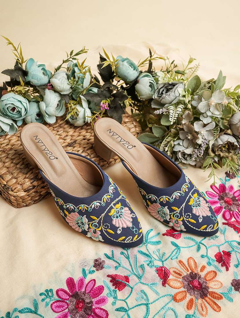 women navy blue slip on mule