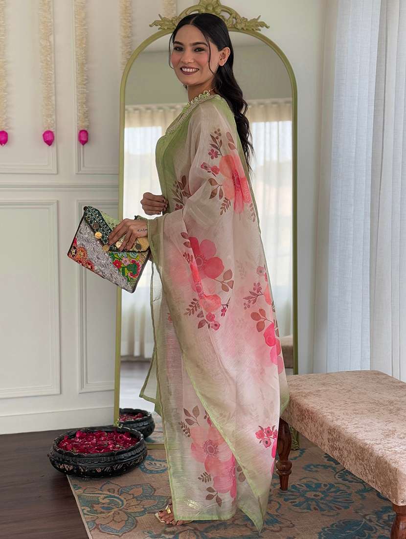women printed three quarter sleeve kurta pant with dupatta set - 22481746 -  Standard Image - 3