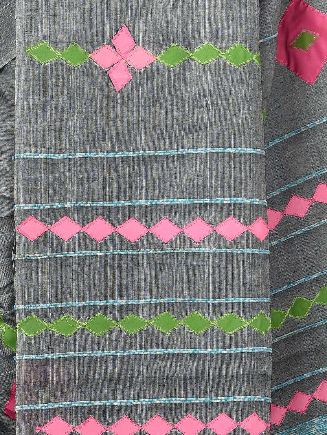 Women Solid With Work Handloom Saree - 22481767 -  Standard Image - 3
