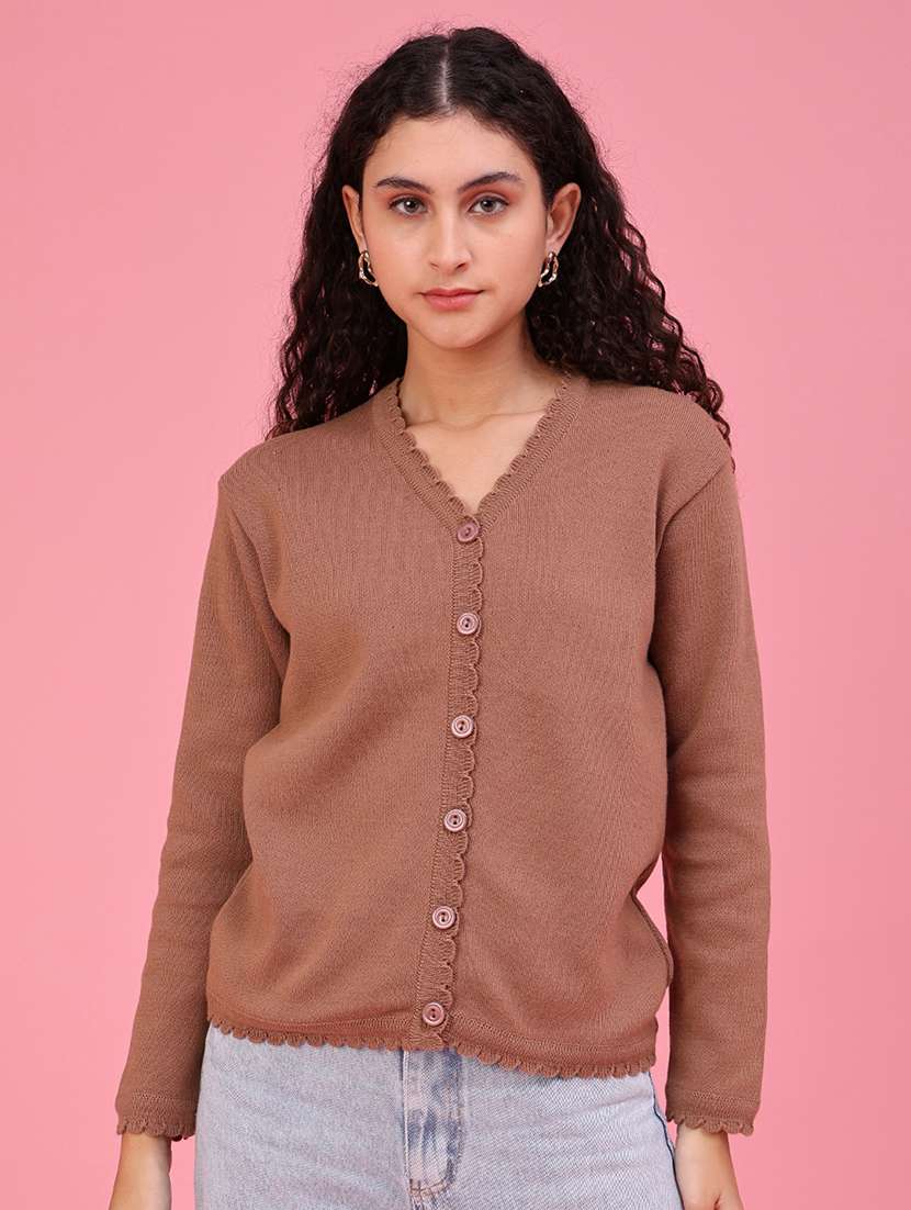 women solid long sleeve cardigan