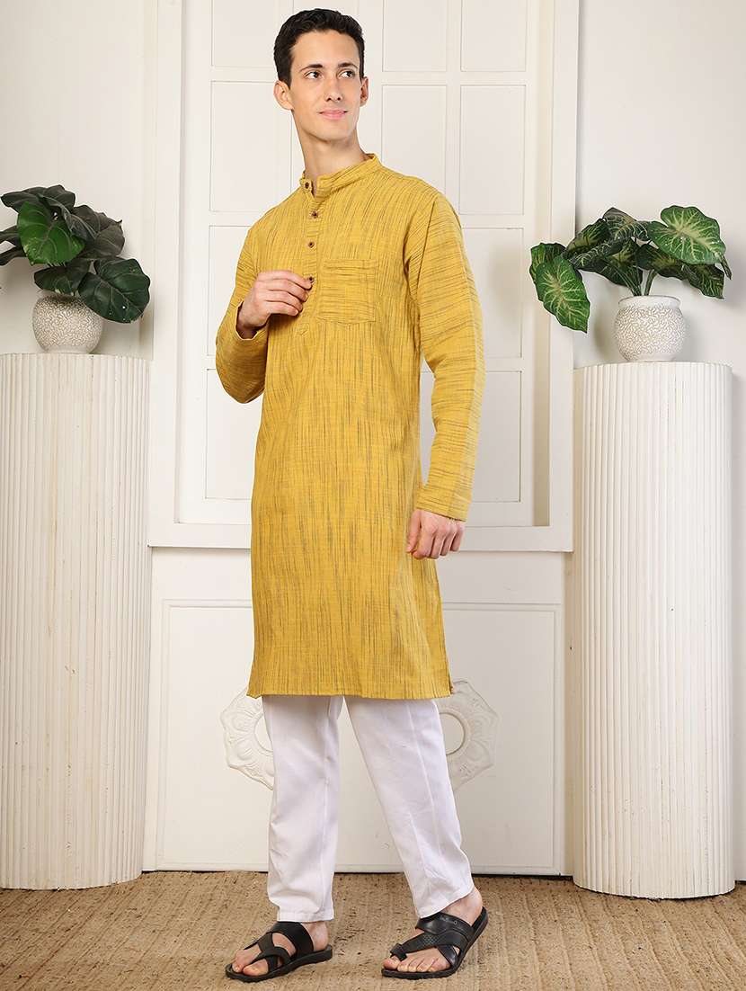 men self design mandarin neck long kurta - 22485931 -  Standard Image - 5
