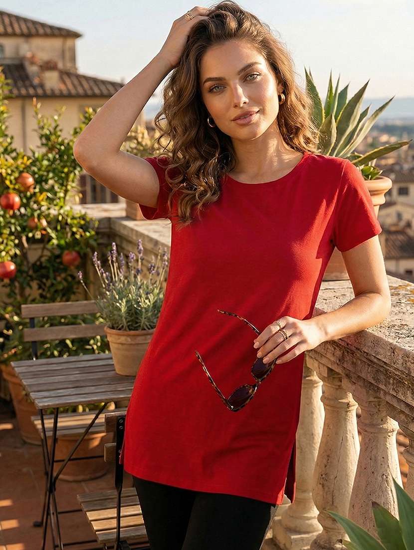 women solid short sleeve loungewear t-shirt