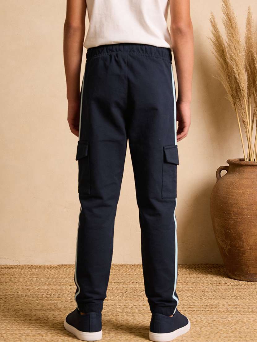 navy blue fleece track pant with side tape - 22486017 -  Standard Image - 3