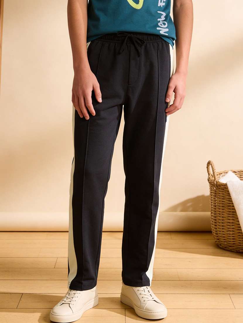 boys black fleece track pant bottomwear