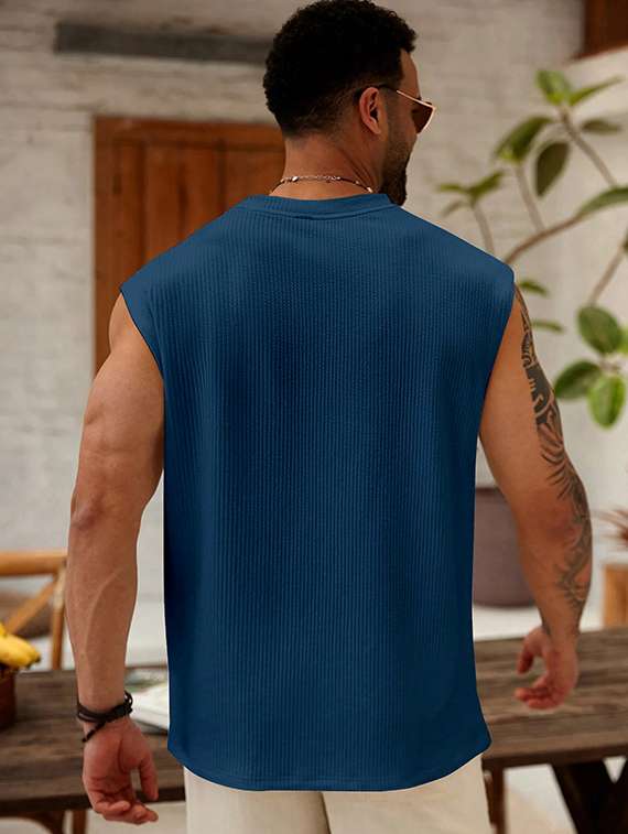 men self design sleeveless regular fit t-shirt - 22486043 -  Standard Image - 3
