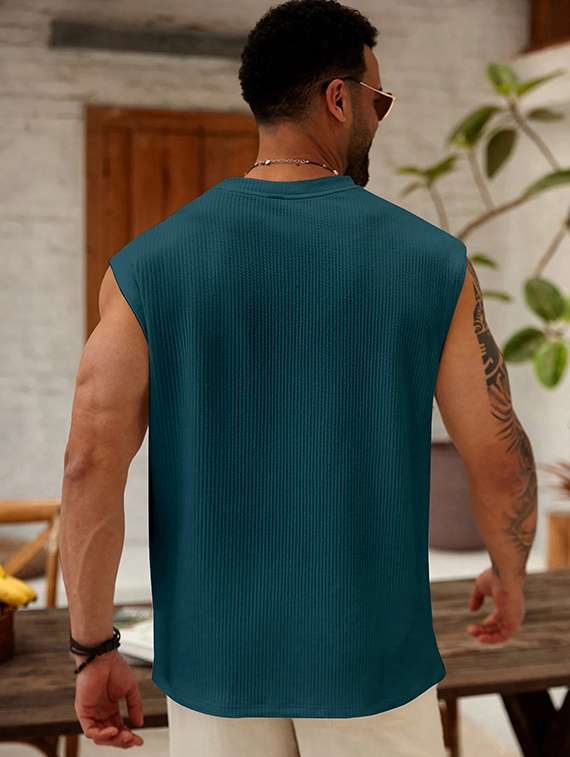 men self design sleeveless regular fit t-shirt - 22486045 -  Standard Image - 3