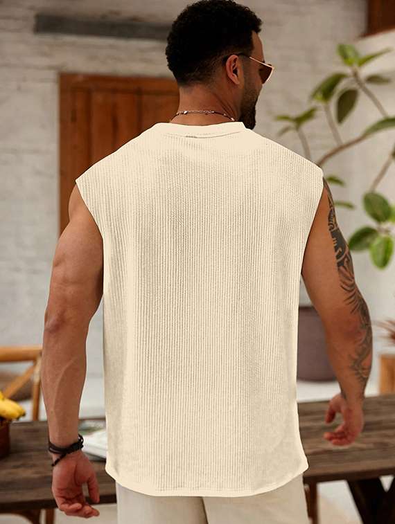 men self design sleeveless regular fit t-shirt - 22486046 -  Standard Image - 3