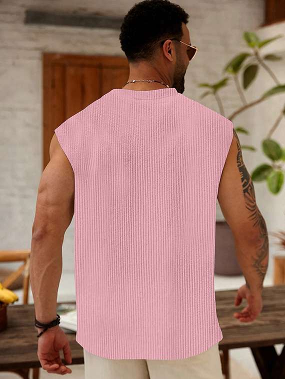 men self design sleeveless regular fit t-shirt - 22486047 -  Standard Image - 3