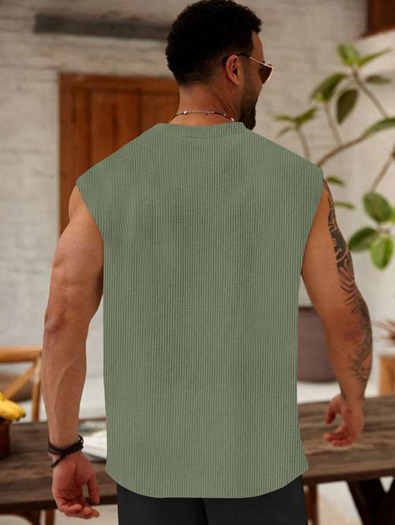 men self design sleeveless regular fit t-shirt - 22486048 -  Standard Image - 3