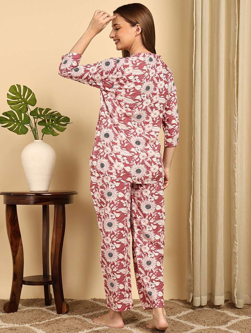 girls print cotton three quarter sleeves nightwear set - 22486069 -  Standard Image - 3