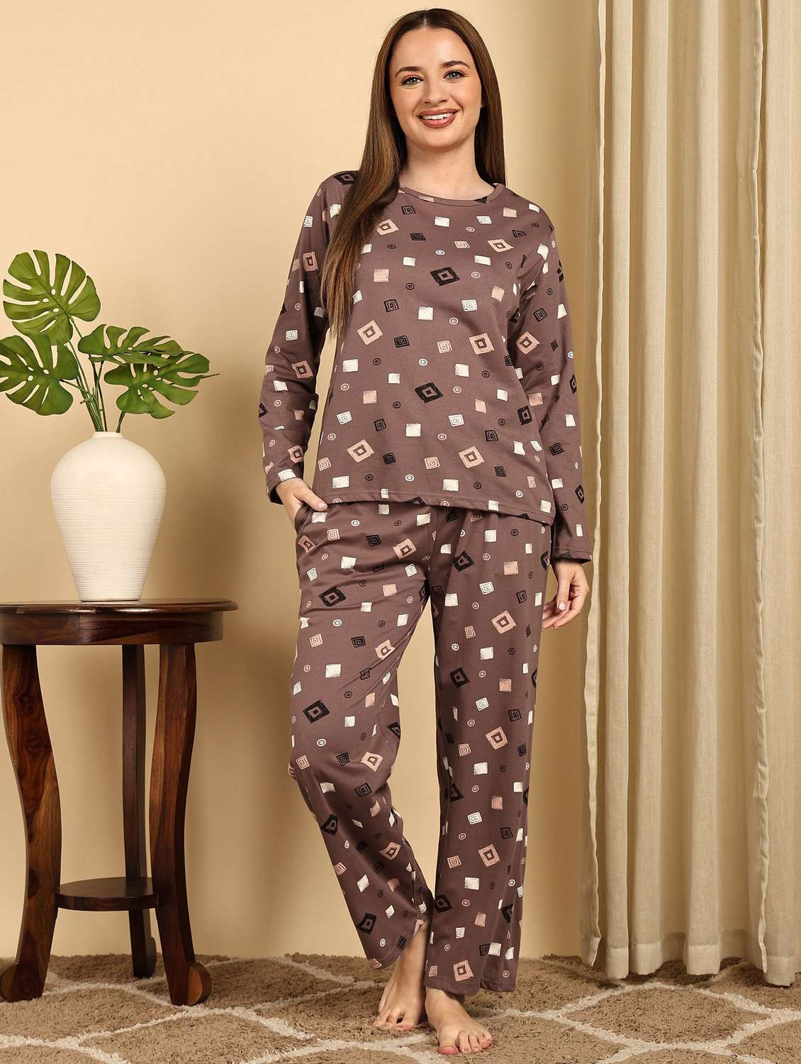 girls peach cotton pyjama set nightwear set