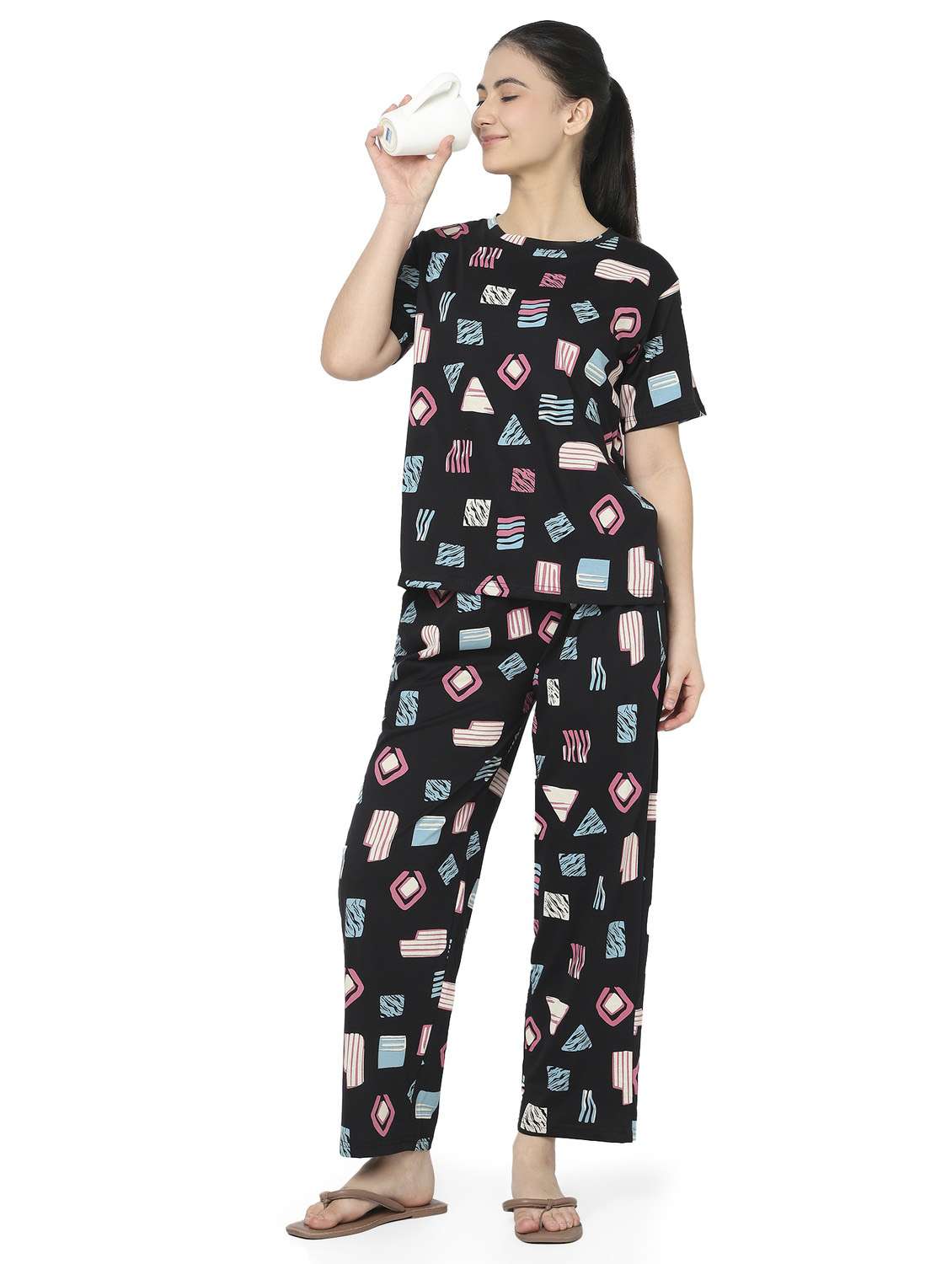 women black cotton pyjama set nightwear set
