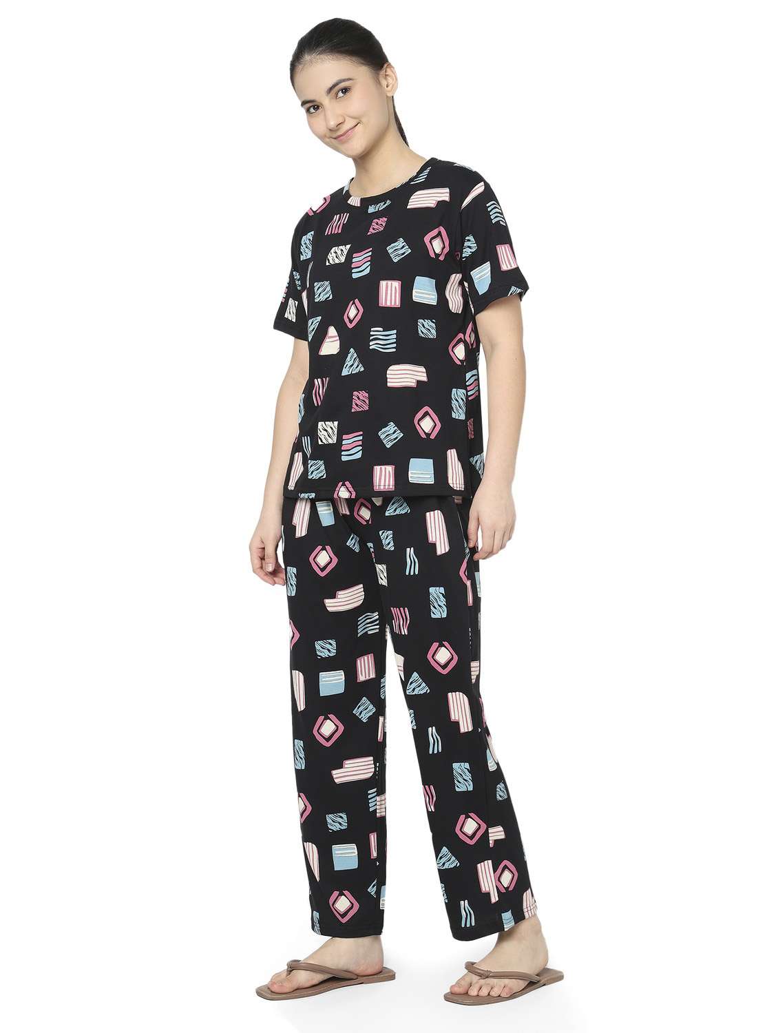 women black cotton pyjama set nightwear set - 22486089 -  Standard Image - 3