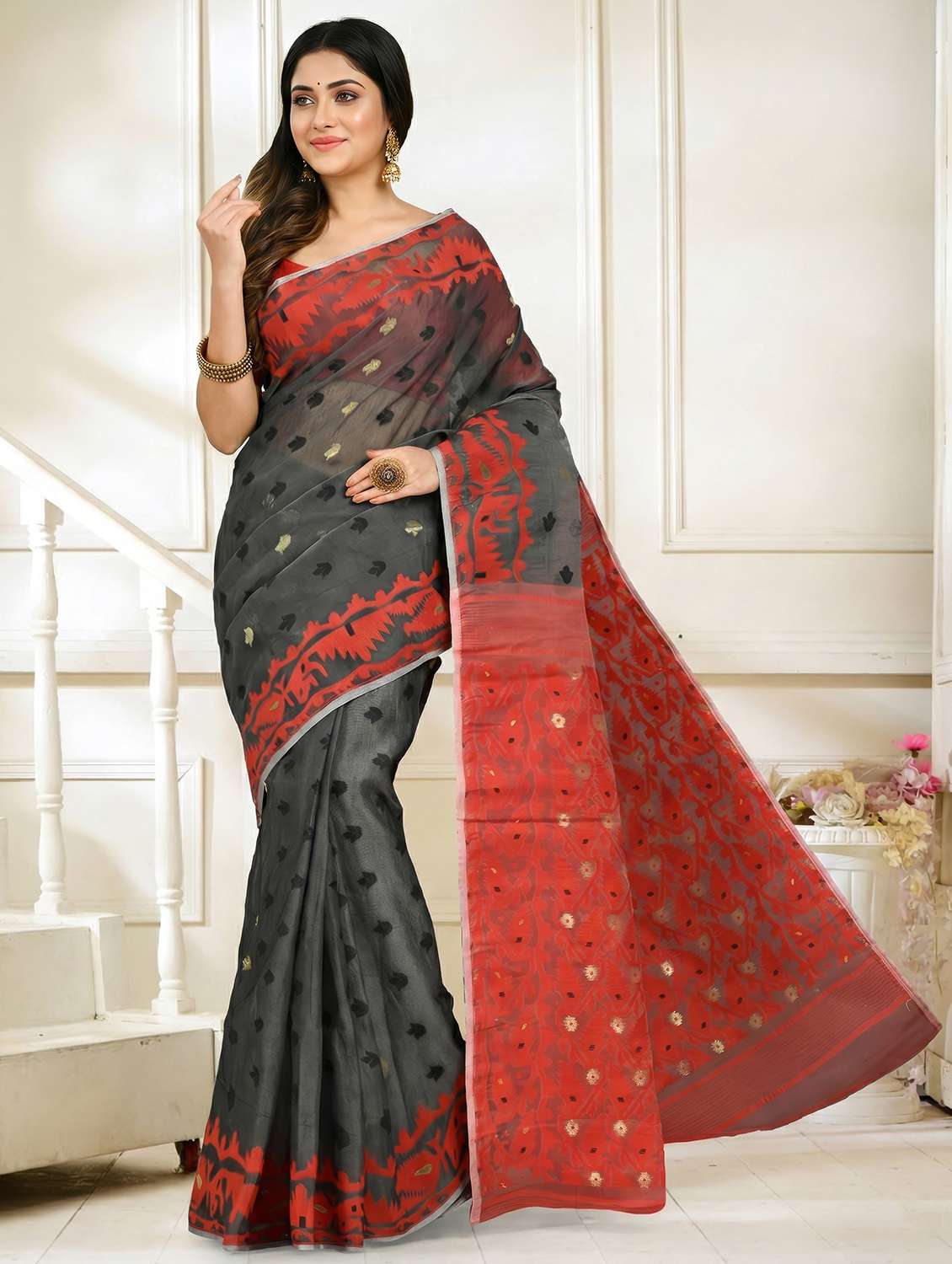 women self design jamdani saree