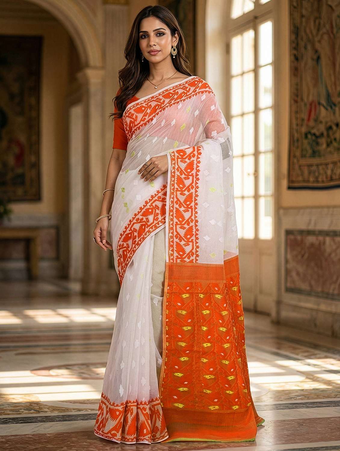 women self design jamdani saree