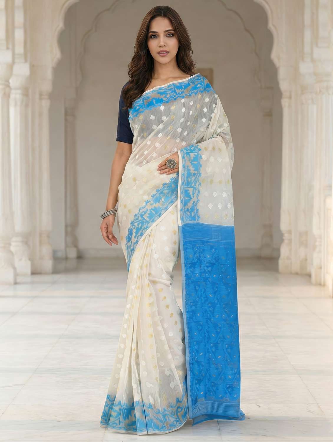women self design jamdani saree