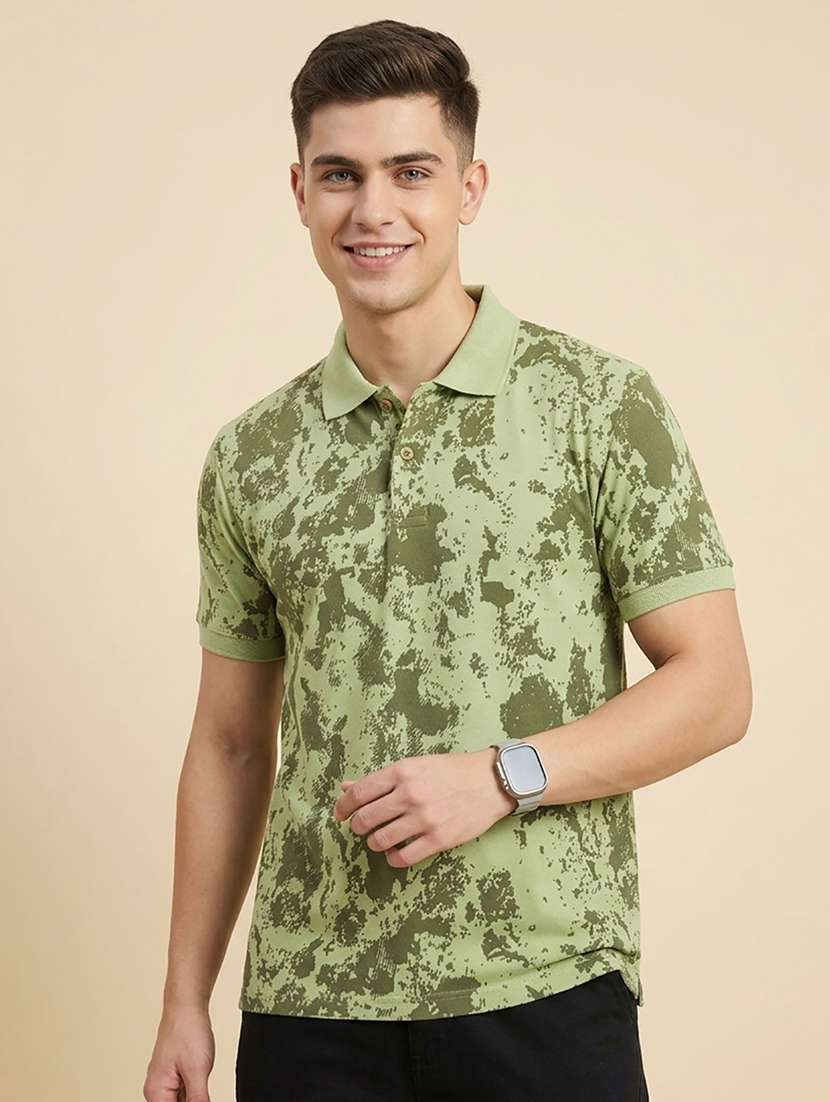 men printed short sleeve regular fit polo t-shirt