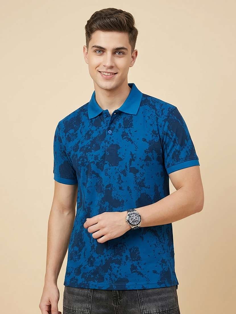men printed short sleeve regular fit polo t-shirt