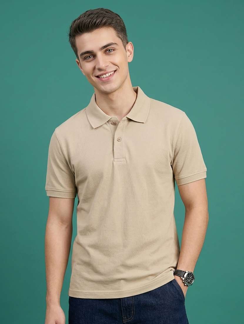 men solid short sleeve regular fit polo t-shirt
