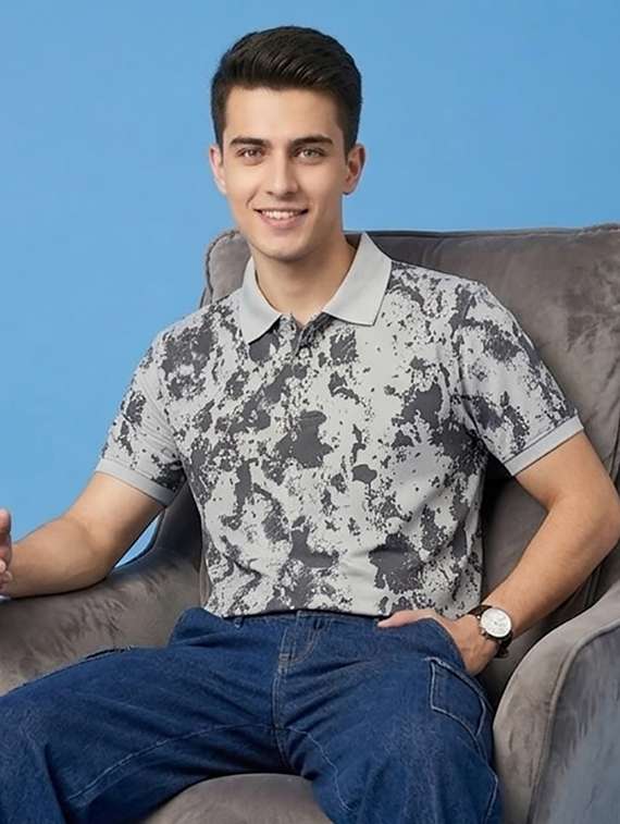 men printed short sleeve regular fit polo t-shirt