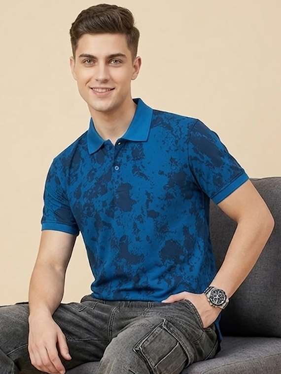 men printed short sleeve regular fit polo t-shirt
