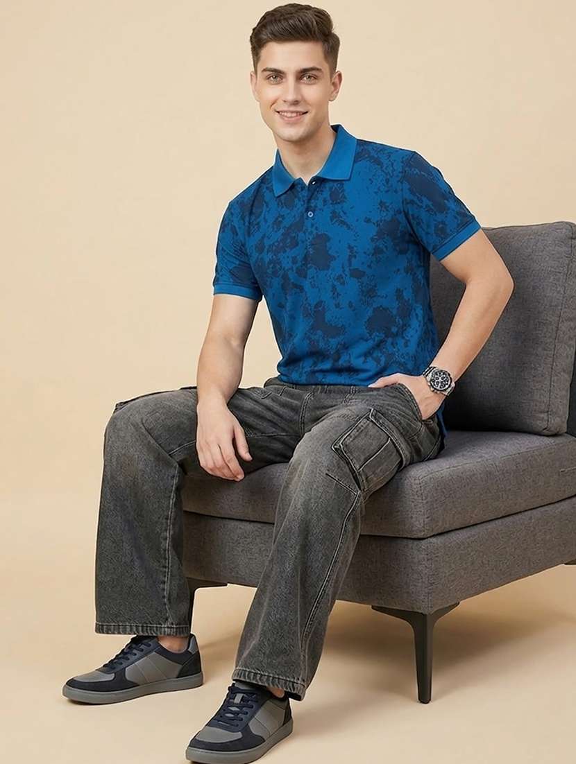 men printed short sleeve regular fit polo t-shirt - 22486140 -  Standard Image - 3