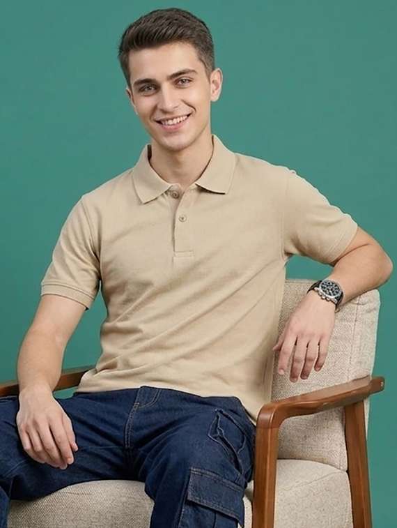 men solid short sleeve regular fit polo t-shirt