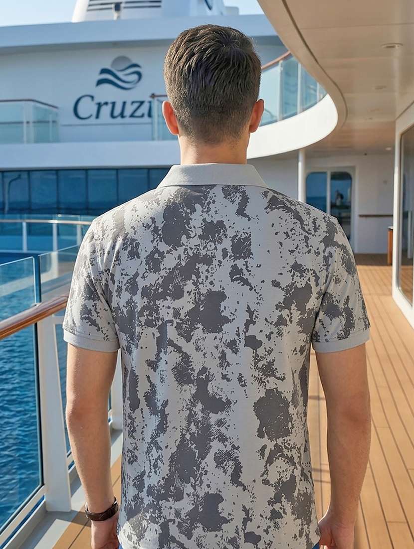 Men Printed Short Sleeve Regular Fit Polo T-shirt - 22486144 -  Standard Image - 3
