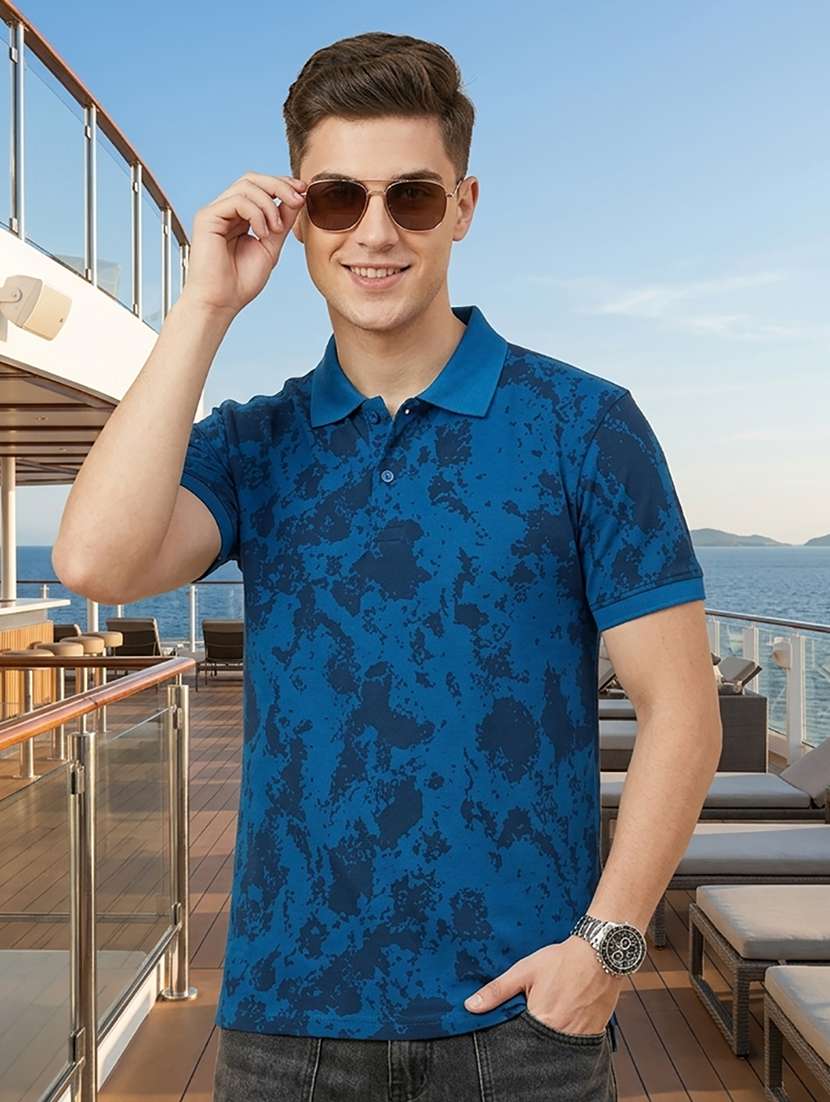 men printed short sleeve regular fit polo t-shirt