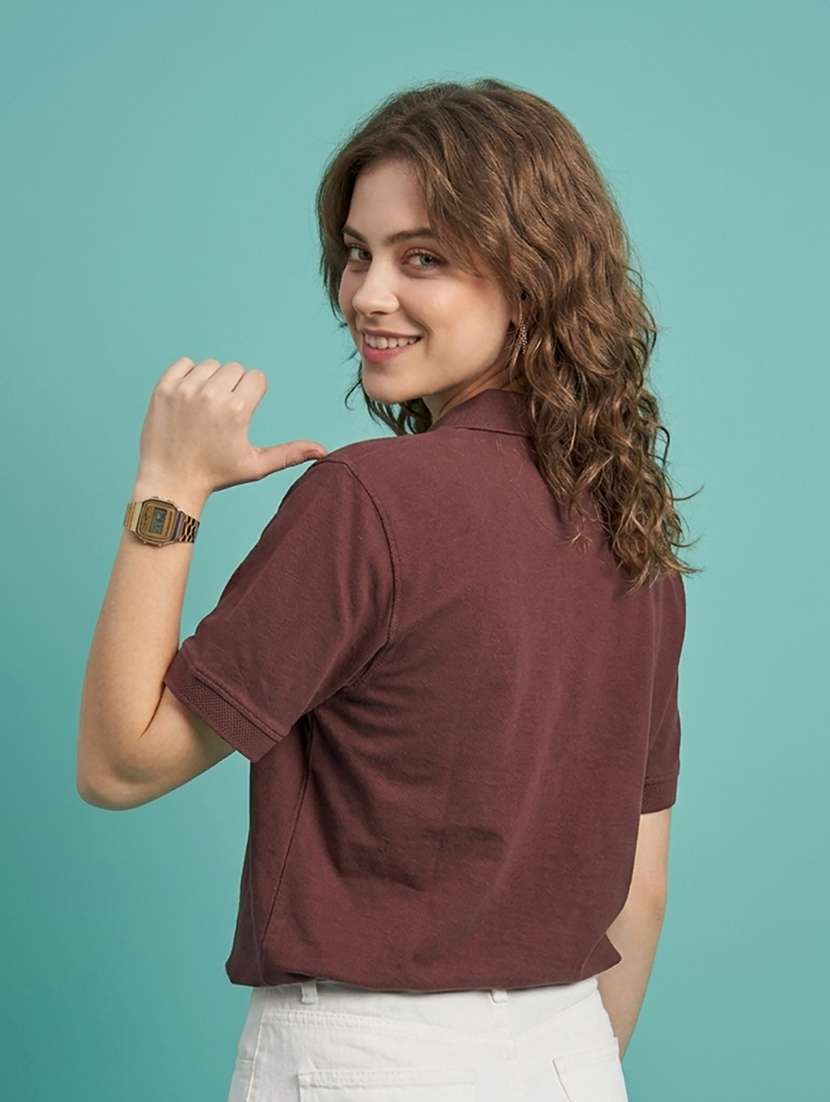 women brown polyester oversized t-shirt - 22486157 -  Standard Image - 3
