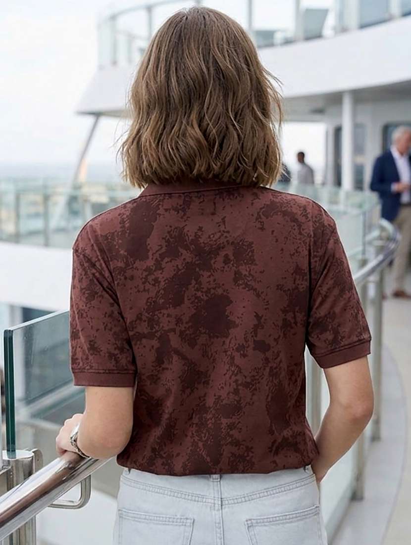 women printed polyester polo neck t-shirt - 22486166 -  Standard Image - 3