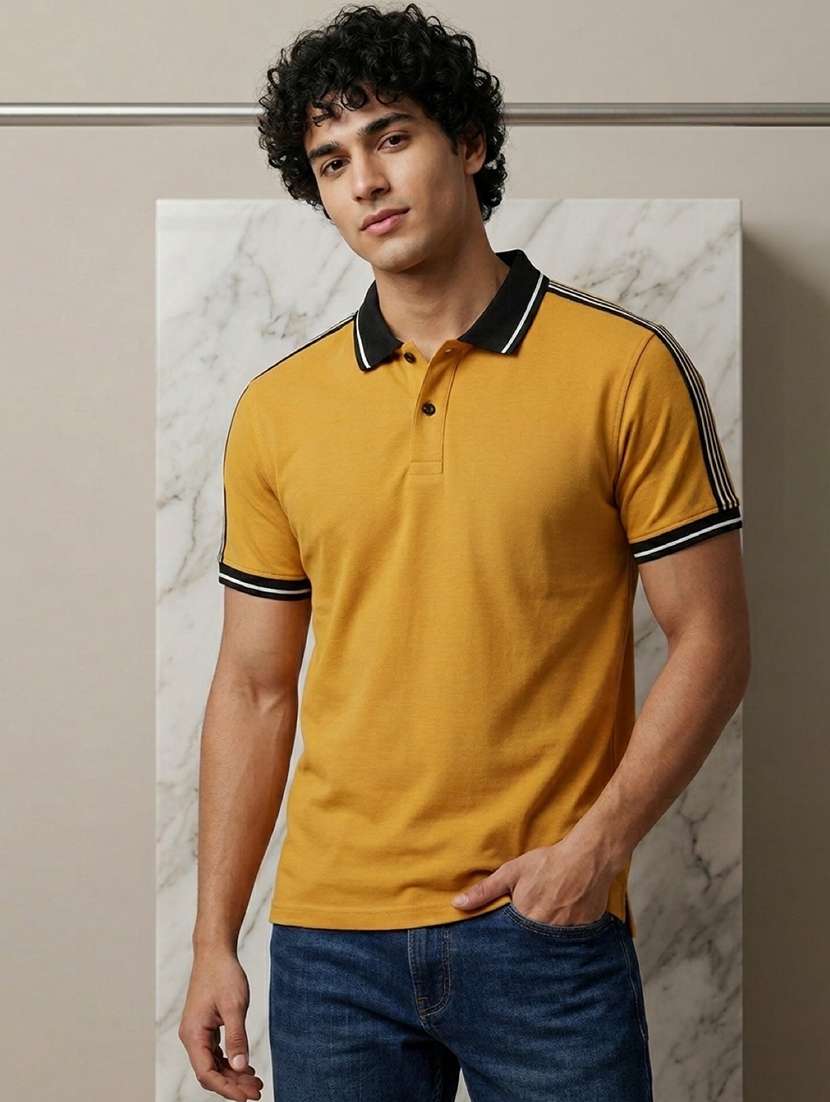 men solid short sleeve regular fit polo t-shirt