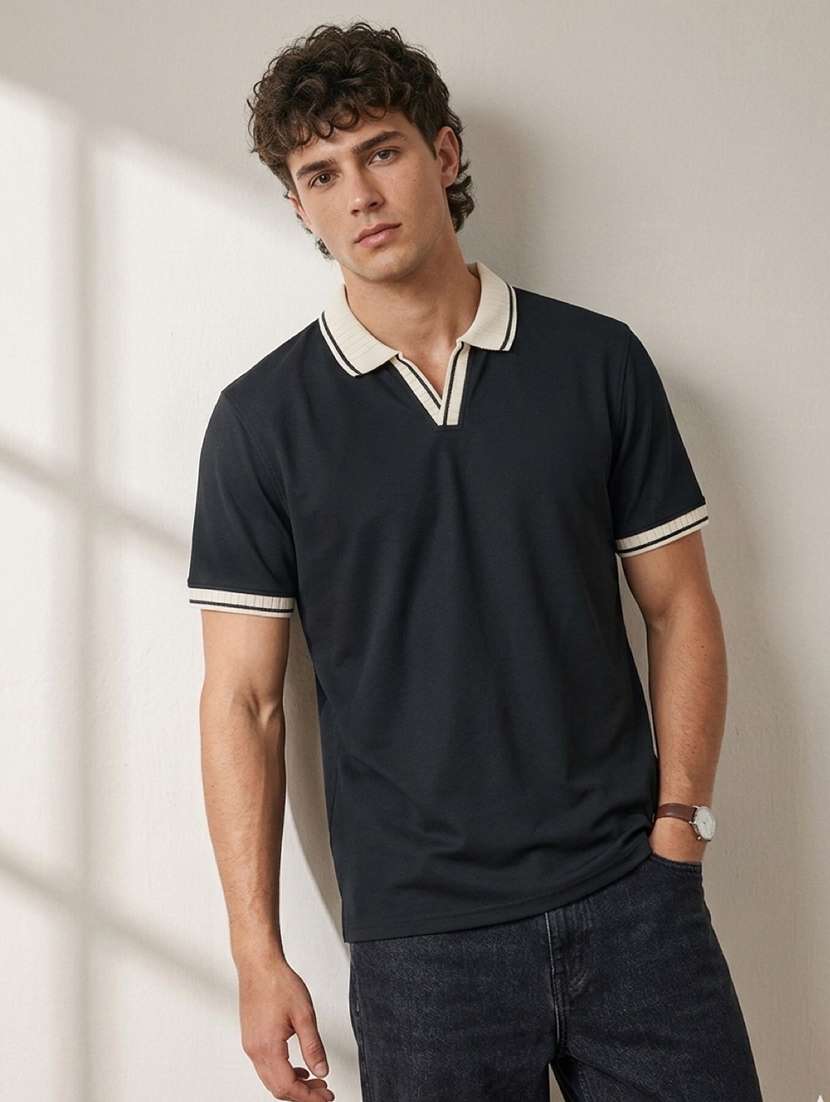 men solid short sleeve regular fit polo t-shirt