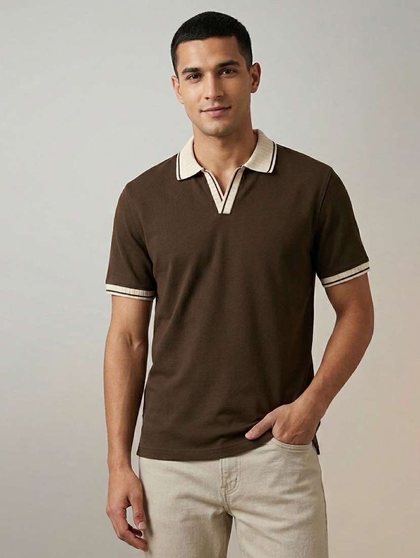 men solid short sleeve regular fit polo t-shirt