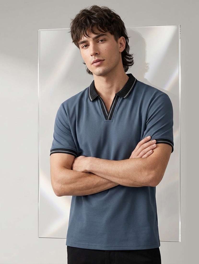 men solid short sleeve regular fit polo t-shirt