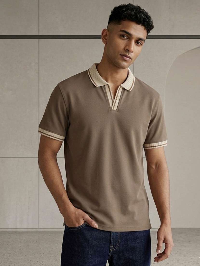 men solid short sleeve regular fit polo t-shirt