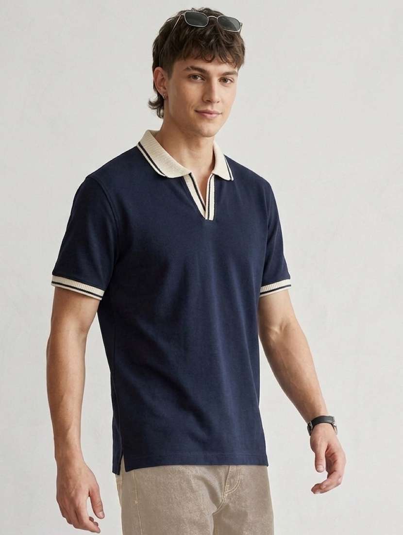 men solid short sleeve regular fit polo t-shirt