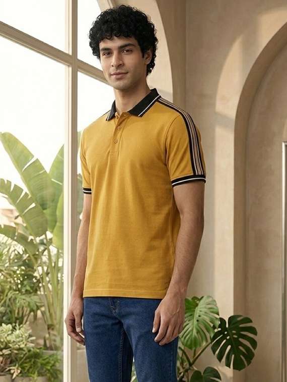 men solid short sleeve regular fit polo t-shirt