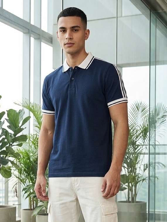 men solid short sleeve regular fit polo t-shirt