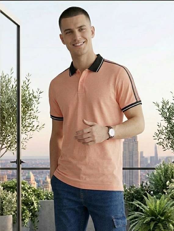 men solid short sleeve regular fit polo t-shirt