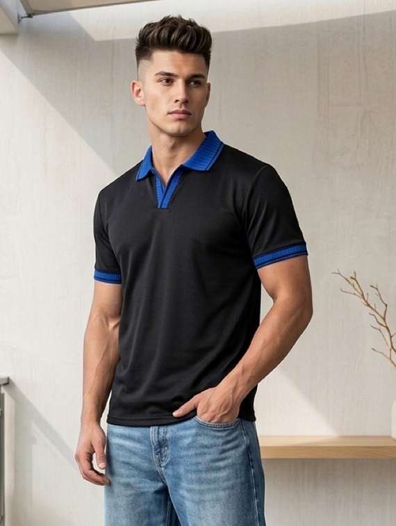 men solid short sleeve regular fit polo t-shirt