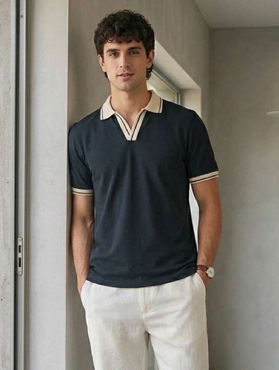 men solid short sleeve regular fit polo t-shirt