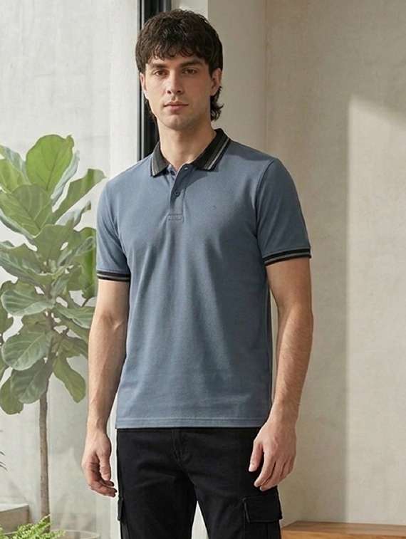 blue cotton plain tshirt