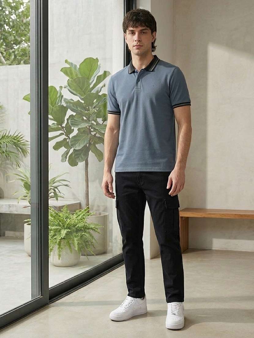 blue cotton plain tshirt - 22486196 -  Standard Image - 3